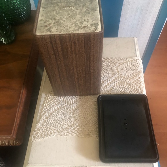 Vintage Copper & Wood-Look Metal Canister - Picture 4 of 11